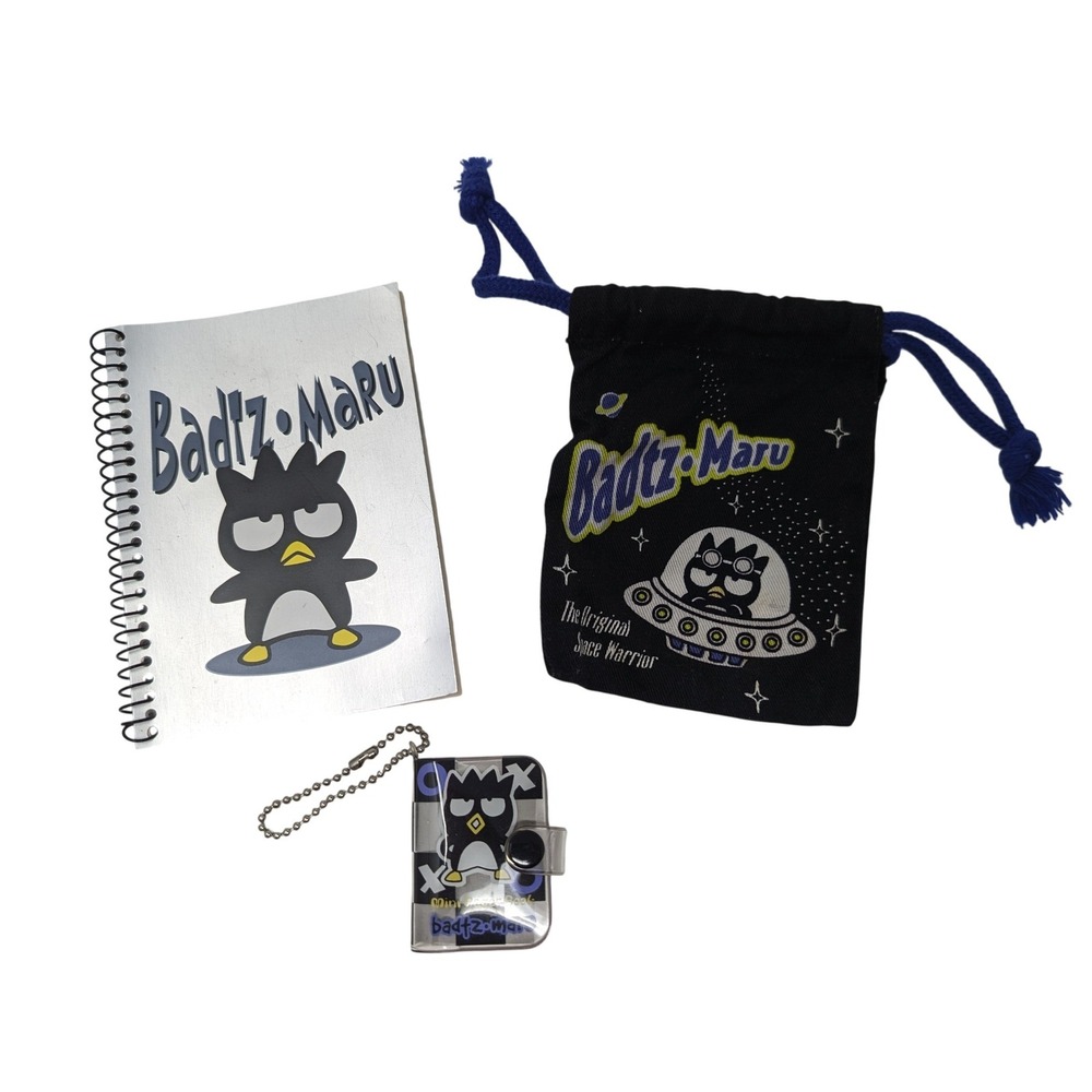 Vintage 1998 Sanrio Badtz-Maru Notebook Coin Pouch Pager Book Keychain Kawaii